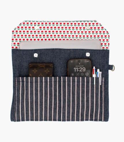 13인치 노트북 수납 가능한 포켓형 DIY 청지 테블릿 파우치, 국내산 데님 원단으로 만든 실용적인 바느질 키트