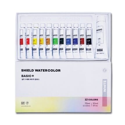 쉴드 전문가용 수채화 베이직 플러스물감 7.5ml 11색+화이트 20ml