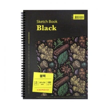 세르지오 블랙 스프링패드 A5 180G, 학교 미술 활동에 최적화된 고품질 블랙 스케치북