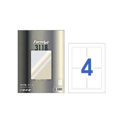 폼텍 라벨지 LB-3118 광택 4칸 100入