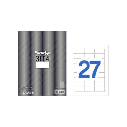 폼텍 라벨지 LS-3104 27칸 바코드용 레이저/잉크젯겸용