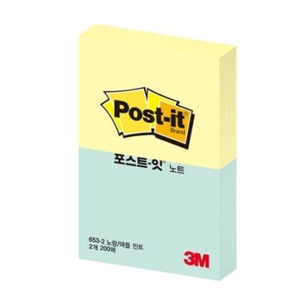 3M 포스트잇 일반 653-2 노랑/애플민트 /