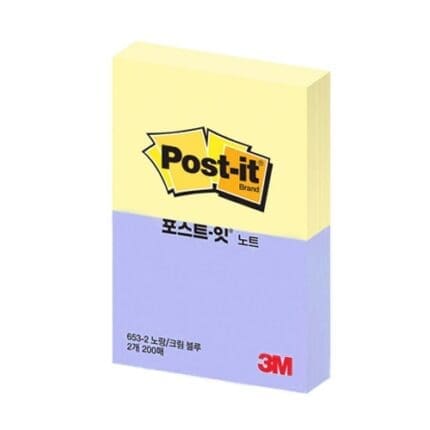 3M 포스트잇 일반 653-2 노랑/크림블루 /