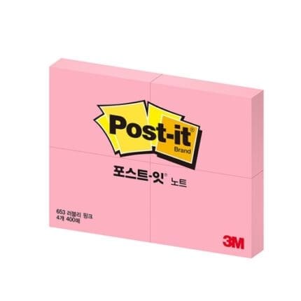 3M 포스트잇 일반 653-4 분홍 러블리핑크 /