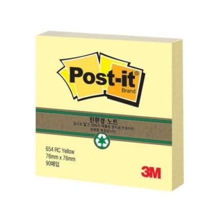 3M 포스트잇 친환경 654-RC 노랑 /