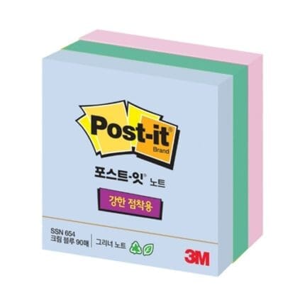 3M 포스트잇 친환경 654-SSN RC 멀티팩 3색세트 /