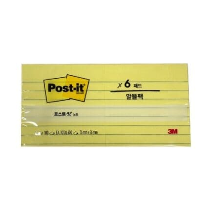 포스트잇 알뜰팩 노랑 654-6L 6패드