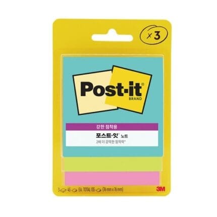 3M 포스트잇 강한점착용 3321-SSAN 슈퍼노바 네온즈 3컬러 135