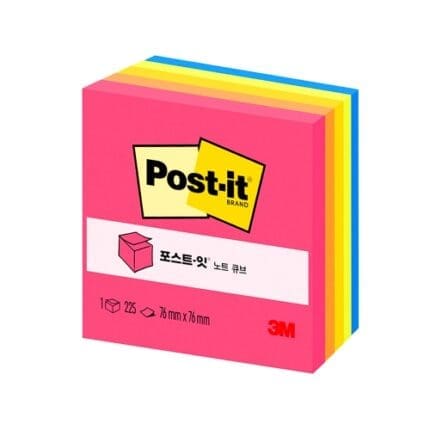 3M 포스트잇 네온큐브 3*3 45매 5색
