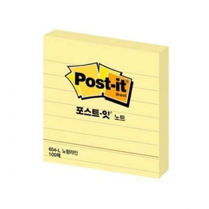 3M 포스트잇 노트 654-L 노랑라인 100매