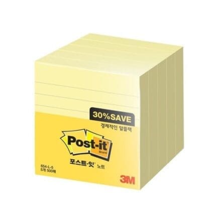 3M 포스트잇 노트 654-L-5A 노랑라인 500매