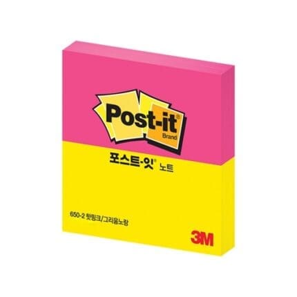 3M 포스트잇 노트 강한점착용 650 SSN 핫핑크/그리움노랑 2개 18
