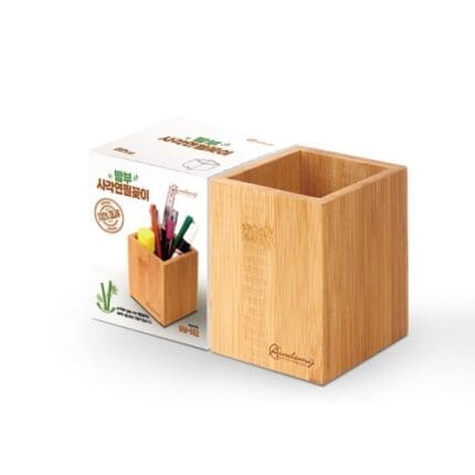 [아카데미] 밤부 사각 연필꽂이 MW-682 / 80*80*100mm 2번째 이미지