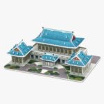 모또 청와대 우드락 모형 키트 완성본 정면 사진, 푸른 기와와 웅장한 건물이 돋보임
