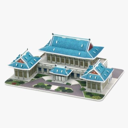 모또 청와대 우드락 모형 키트 완성본 정면 사진, 푸른 기와와 웅장한 건물이 돋보임